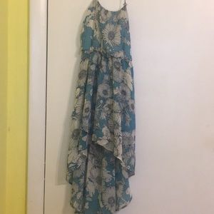 Blue and white long dress